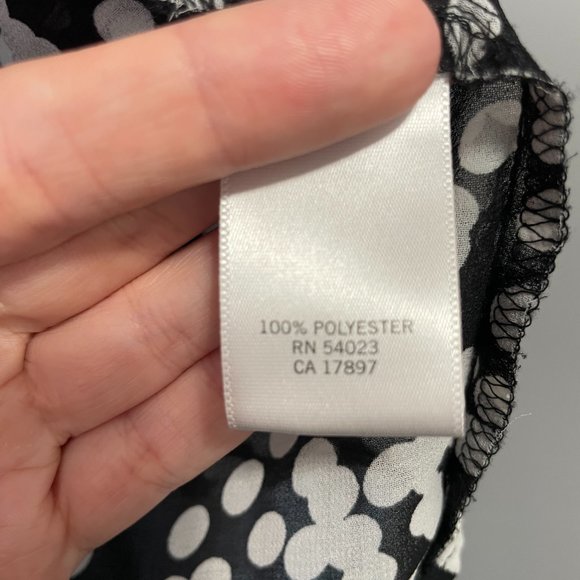 BANANA REPUBLIC Sheer Black & White Polka Dot Wrap Blouse Sz M - Picture 5 of 6